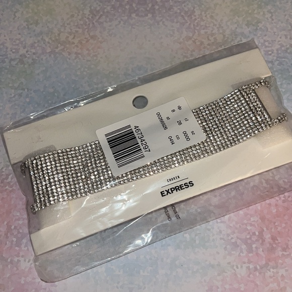 Express Rhinestone Cup Chain Choker Necklace New - Picture 2 of 4